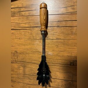 Vintage Bonny Wood Handheld Black Slotted Noodle Strainer Spoon Made In USA